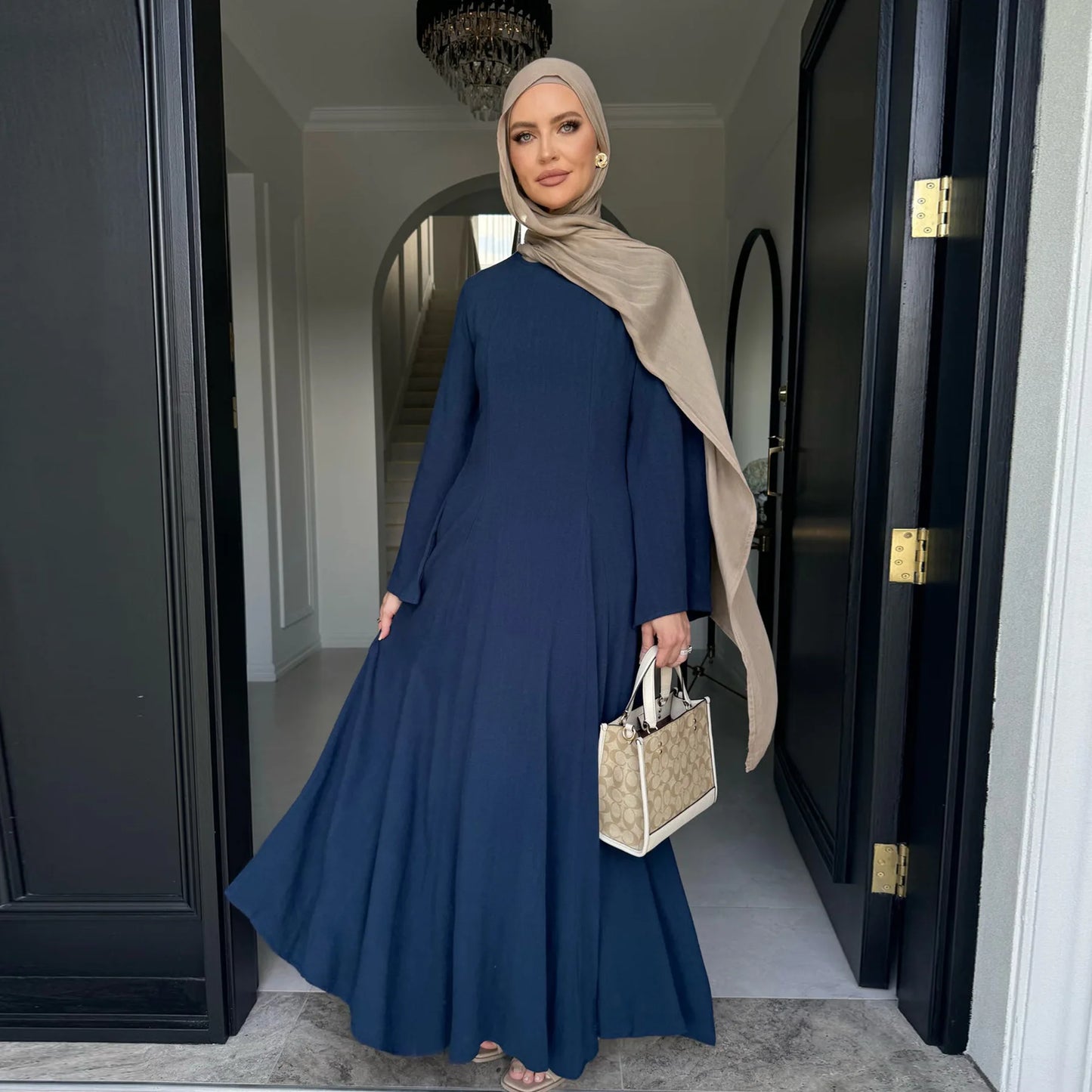 2025 Summer Arabic Muslim Women Modest Dress Eid Dubai Plain Abaya Islam Party Outfit Elegant Holiday Dresses Turkey Kaftan Robe.