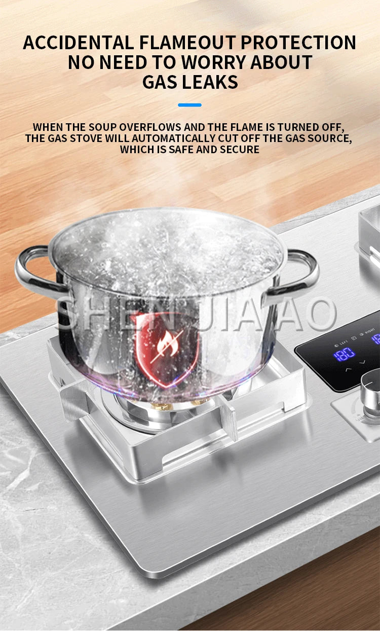 5KW Gas Stove Home Double Embedded Gas Stove Energy-saving Fierce Fire Stove Gas Cooktop Double hole gas stove.