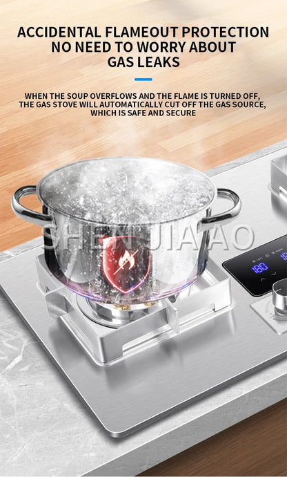 5KW Gas Stove Home Double Embedded Gas Stove Energy-saving Fierce Fire Stove Gas Cooktop Double hole gas stove.