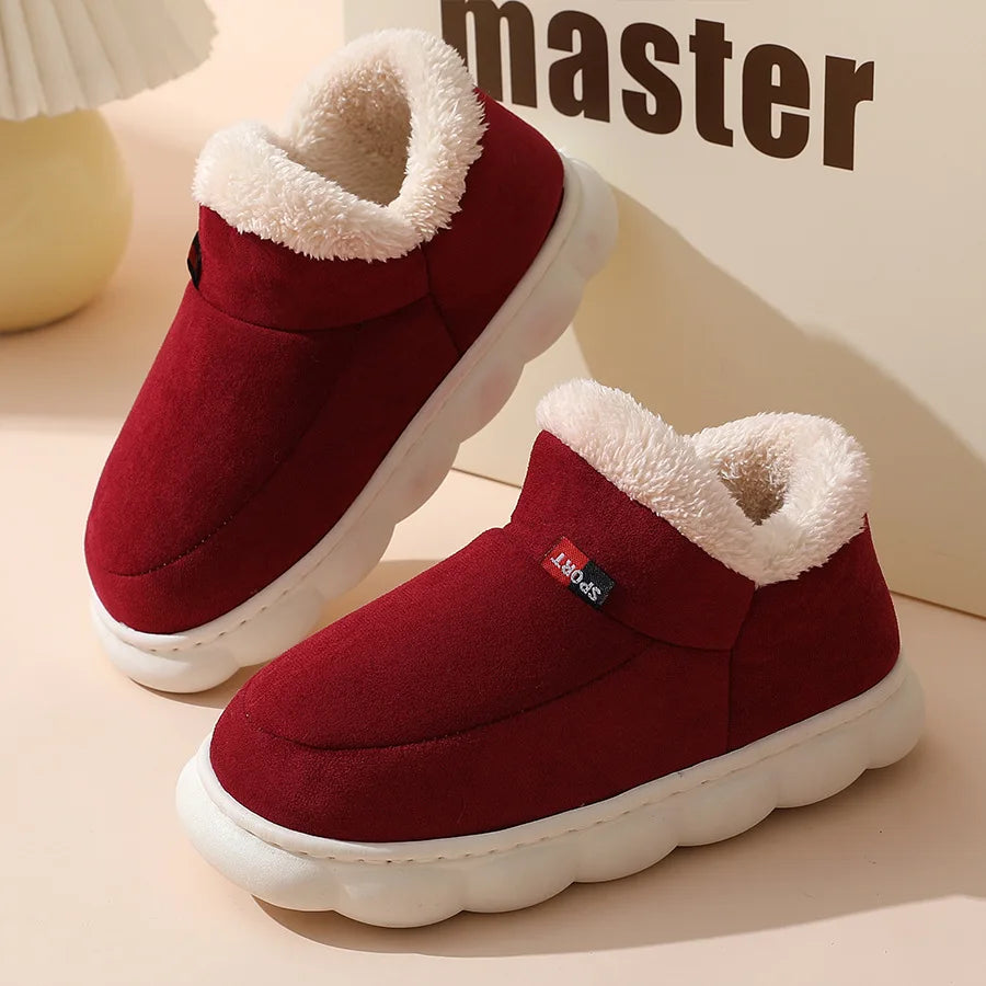 Bebealy New Winter Men Slippers Warm Cotton Shoes Men Indoor Fluffy Fuzzy Men Boots Outdoor Nonslip House Ankle Boots Shoes Men
