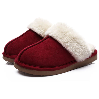 Kidmi Winter Men Plush Slippers Suede Fuzzy Soft Fluffy Collar Lining Men Slippers Indoor Warm Furry Fur House Flat Men Shoes