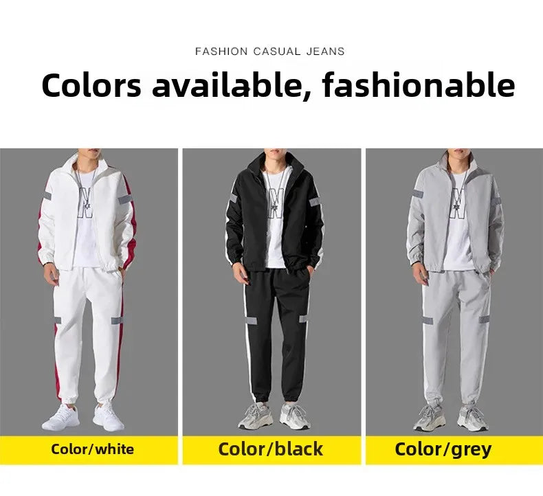 Trendy Men's Sportswear Set Casual Open Cardigan Sweatshirt Jacket with Pants Autumn Winter New Style Cross-Border Clothing.