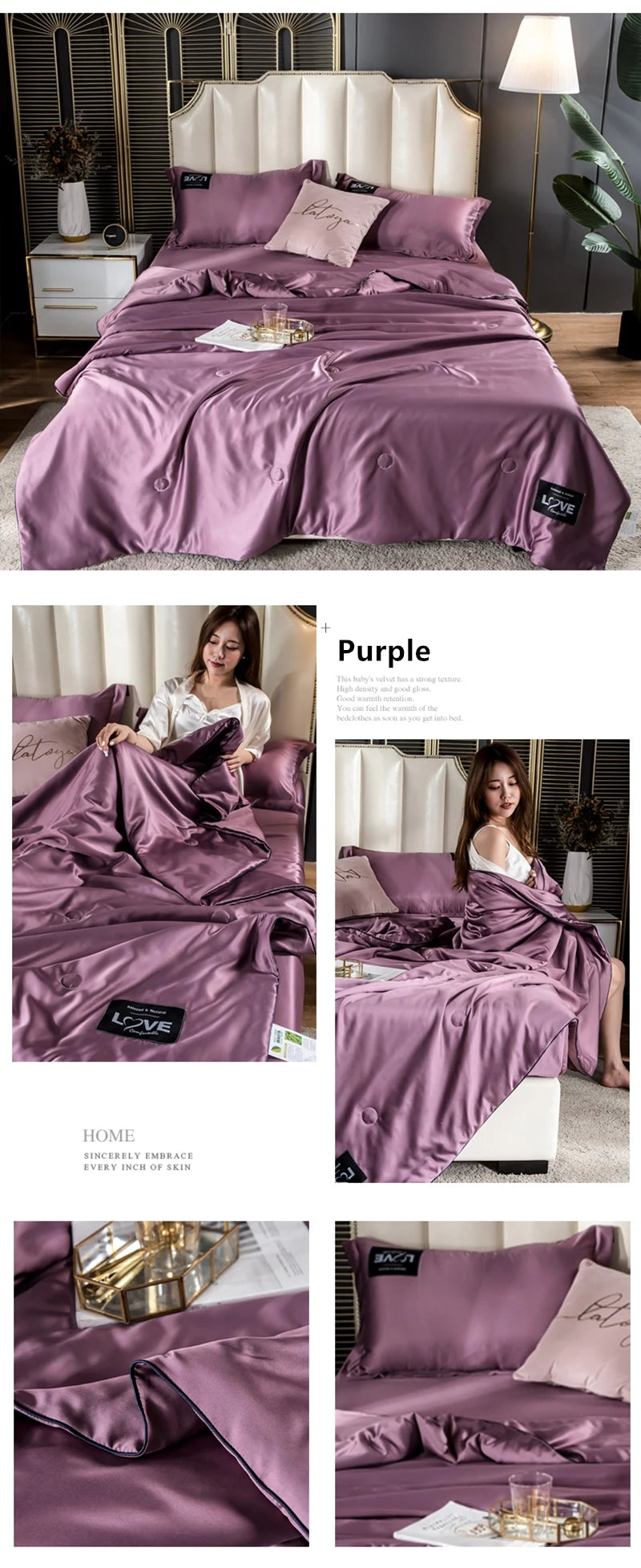 Summer Mulberry Silk Comforter Duvet Insert Luxury Natural Silk Blanket Satin Bedding Quilt Queen Single Double Twin Size Bed.