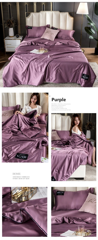 Summer Mulberry Silk Comforter Duvet Insert Luxury Natural Silk Blanket Satin Bedding Quilt Queen Single Double Twin Size Bed.