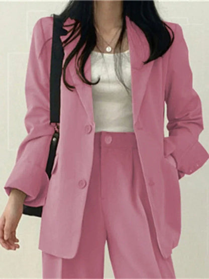 Mode 2-teilige Sets Damen Outfits Frühling Herbst Neu in Koreanische Hosen Sets Pendler Eleganter Anzug Mantel 2-teilige Sets Damen Jacke