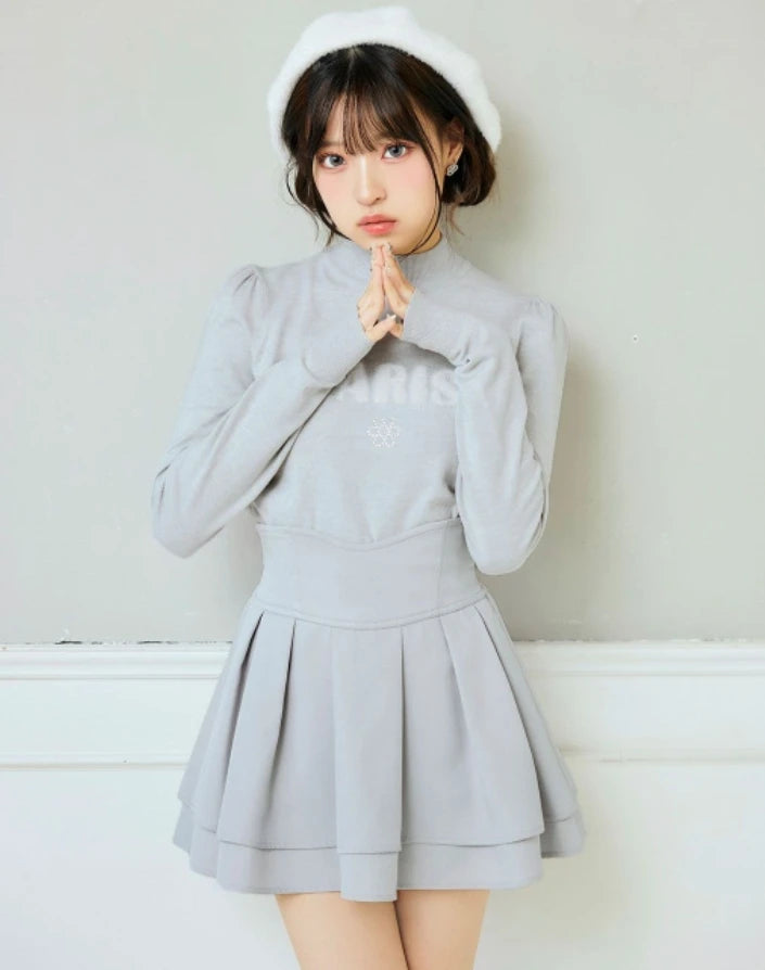 Japanese Lolita Black Skirts Women 2025 Spring Autumn New Radian Waistline Slim Short Pleated Skirt Female Mini Skirt Culottes