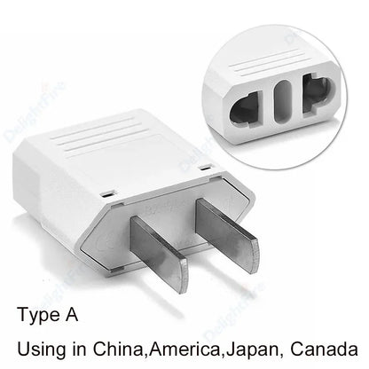 US-Elektrostecker-Adapter, europäisch, EU auf US, Amerika, China, CN, Kanada, CA, Reiseadapter, 2-poliger Stecker, Typ A, Konverter, Netzteil