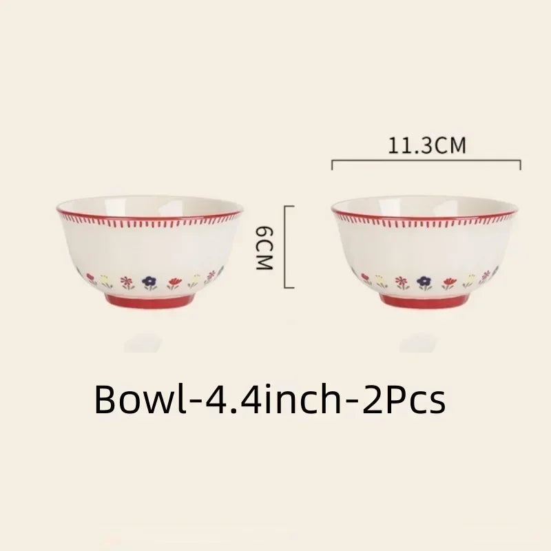 SOLECASA Pastoral Style Ceramic Tableware Soup Bowl Salad Bowl Dish Pasta Dessert Plates Dinnerware Dinnerware Table Decoration