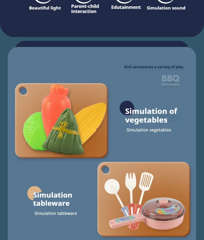 Simulated Kitchen Toys Kitchenware Lighting and Sounds Cooking Game Set Children Fun Educational Toy Educational Toys Boys Girls.