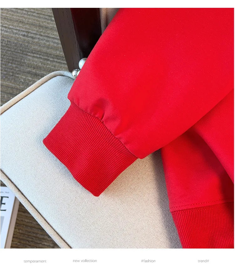 170kg plus size Damen büste Herbst lose Revers Langarm Sweatshirt schwarz rot 6xl 7xl 8xl 9xl 10xl 11xl