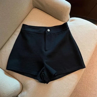 High-waisted Slimming A- line Tight Black Shorts For Women 2024 Spring Korean Style Elastic Hot Pants High Elasticity.