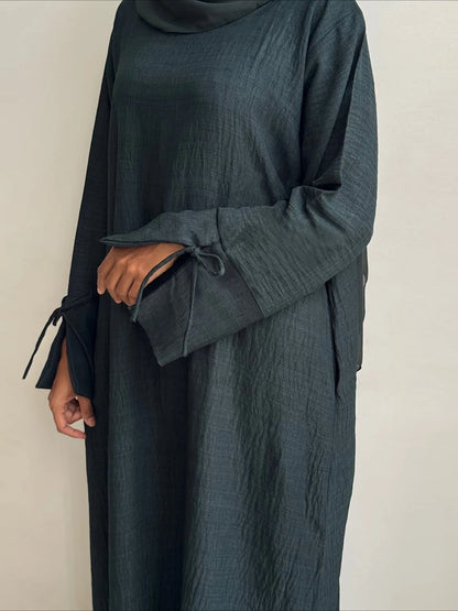 Muslim Abaya Women Dress Solid bow Jalabiya Eid 2025 Ramadan Morocco Islam Vestidos Largos Arab Long Robe Dubai Abayas Kaftan.