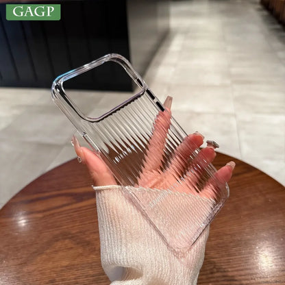 17 Pro Max Luxury Transparent Corrugated Pattern Ultra Thin Case For iPhone 17 Air 16 15 14 Pro Max Plus Shockproof Soft Cover.