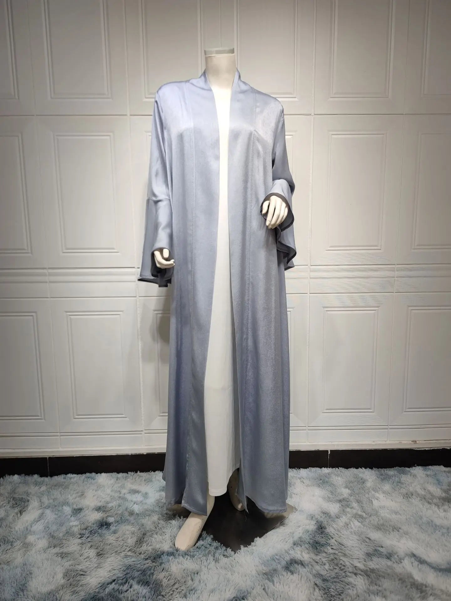 Eid Ramadan Open Abaya Dubai Luxury Elegant Ruffle Sleeve Solid Color Shawl Cardigan Kebaya Kaftan Robe Clothing Caftan Femme