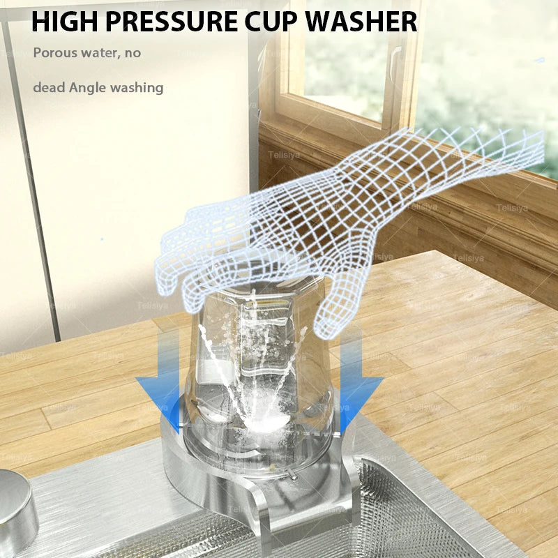 Küchenspüle aus Edelstahl 304, silberfarben, großes Einzelschlitz-Unterbaum-Multifunktionsspülbecken, Geschirrspülbecken