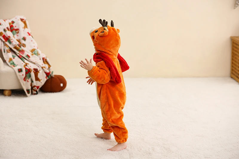 MICHLEY Winter Baby Strampler Mit Kapuze Flanell Cosplay Kleinkind Infant Kleidung Insgesamt Bodys Overall Kostüm Für Kinder Mädchen Junge