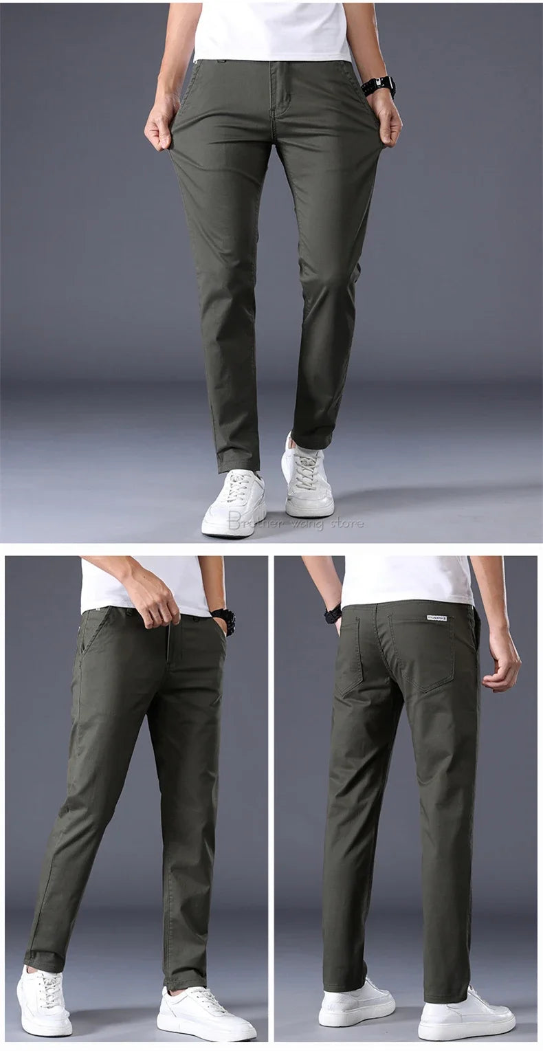 Thin Men's Pants Classic 7 Colors Summer New Casual Pant Business Fashion Stretch Cotton Slim Brand Male Trousers
