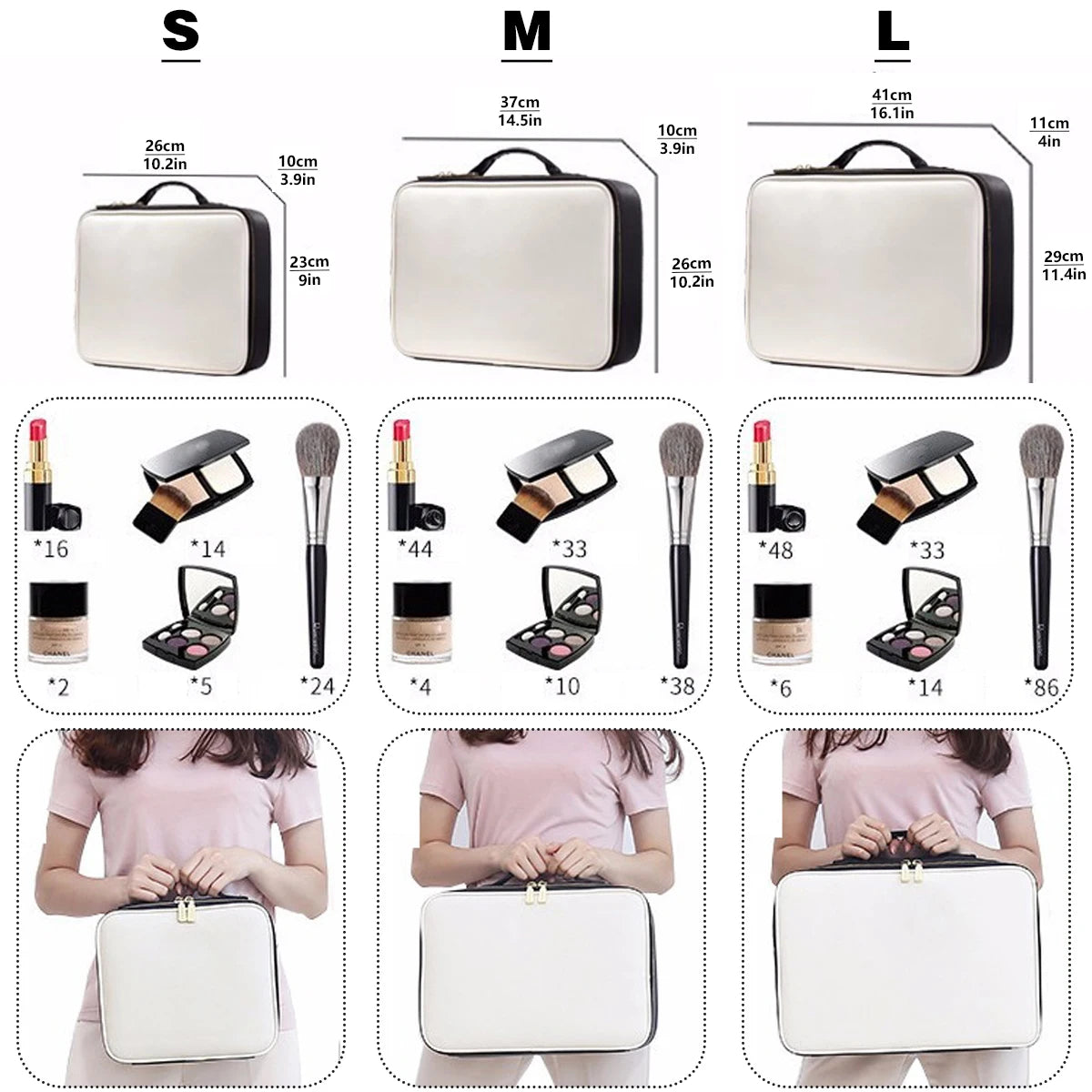 Three-layer Cosmetic Case Large Waterproof Oxford Cloth Manicure Makeup Toolbox,Travel Underwear Storage Box.