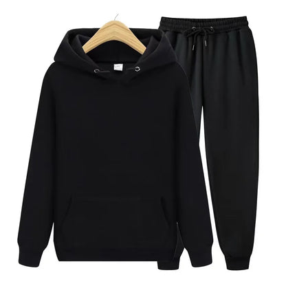 New Men Tracksuit Spring Autumn Two Pieces Sets Oversize Outfits Hooded Sweatshirts + Trouser Solid Sportswear Women Warm Suits.