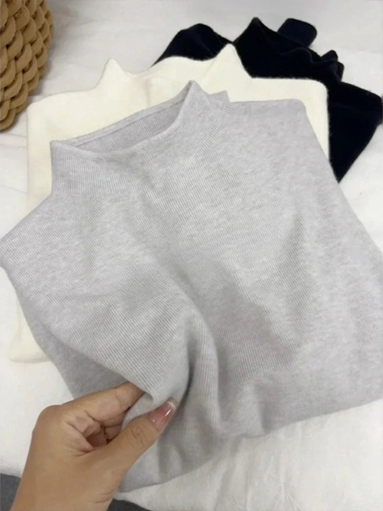 2025 Autumn Winter Fashion Turtleneck Ladies Solid Sweater Women's Casual Vintage Knitted Long Sleeve Pullovers Woman Clothing.