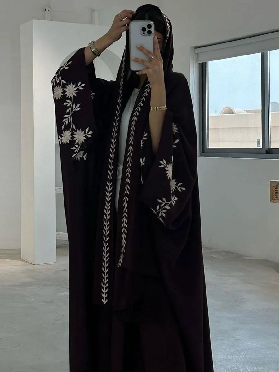 Siskakia Ramadan-Dubai Embroidery Cardigan abaya For Muslim Women's With Hijab Kebaya Moroccan stylish Elegant Clothing.