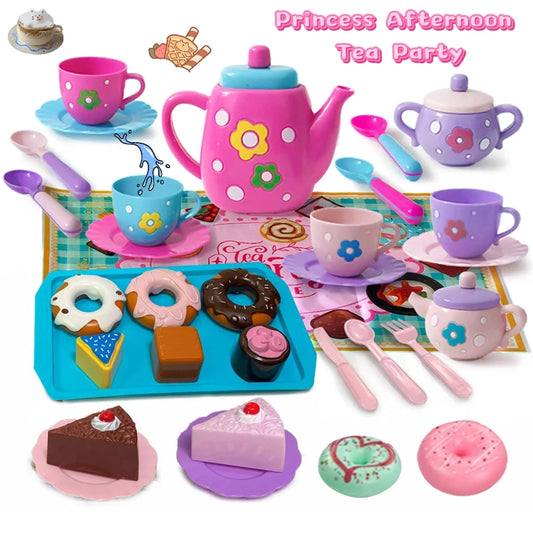 Tea set for girls, tea party set, tea set for kids including kettle, cookies, food for kids, gifts for boys and girls.
