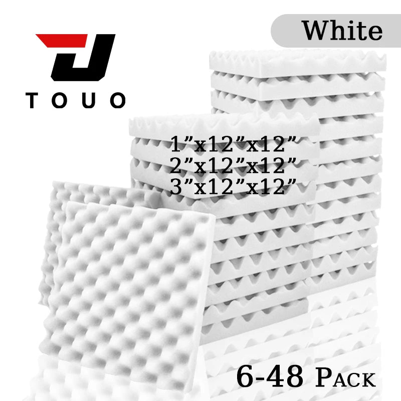 TOUO 6-48 Pack Acoustic Panels Sound Proof Foam Panels Wall Soundproofing Acoustic Foam Panels  Flame Retardant