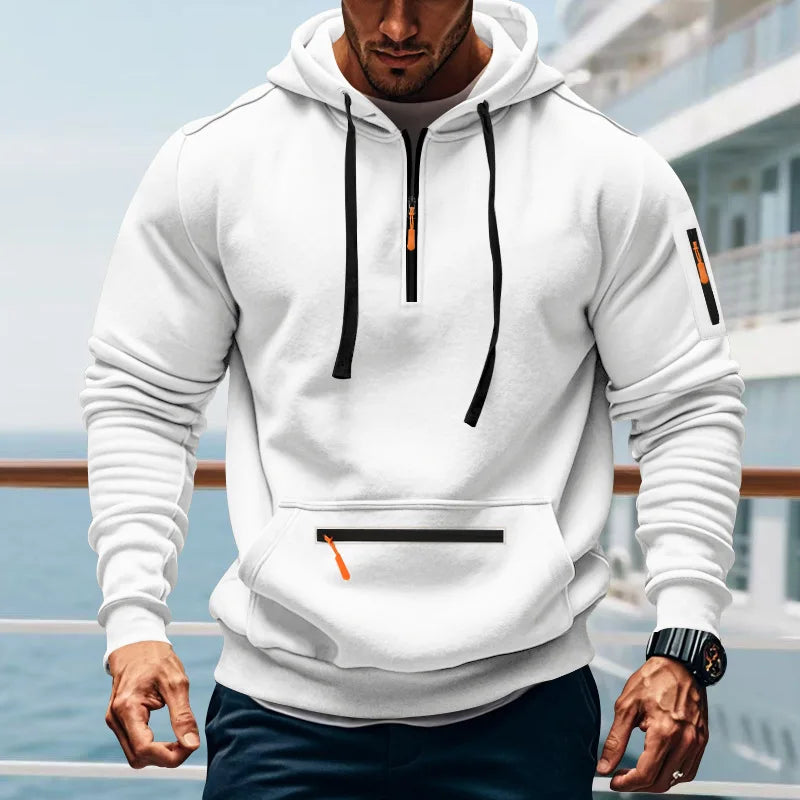 Men's Loose Fit Heavyweight American-Style Casual Sportswear Jacket fleece Lined Hooded Sweatshirt for Winter.