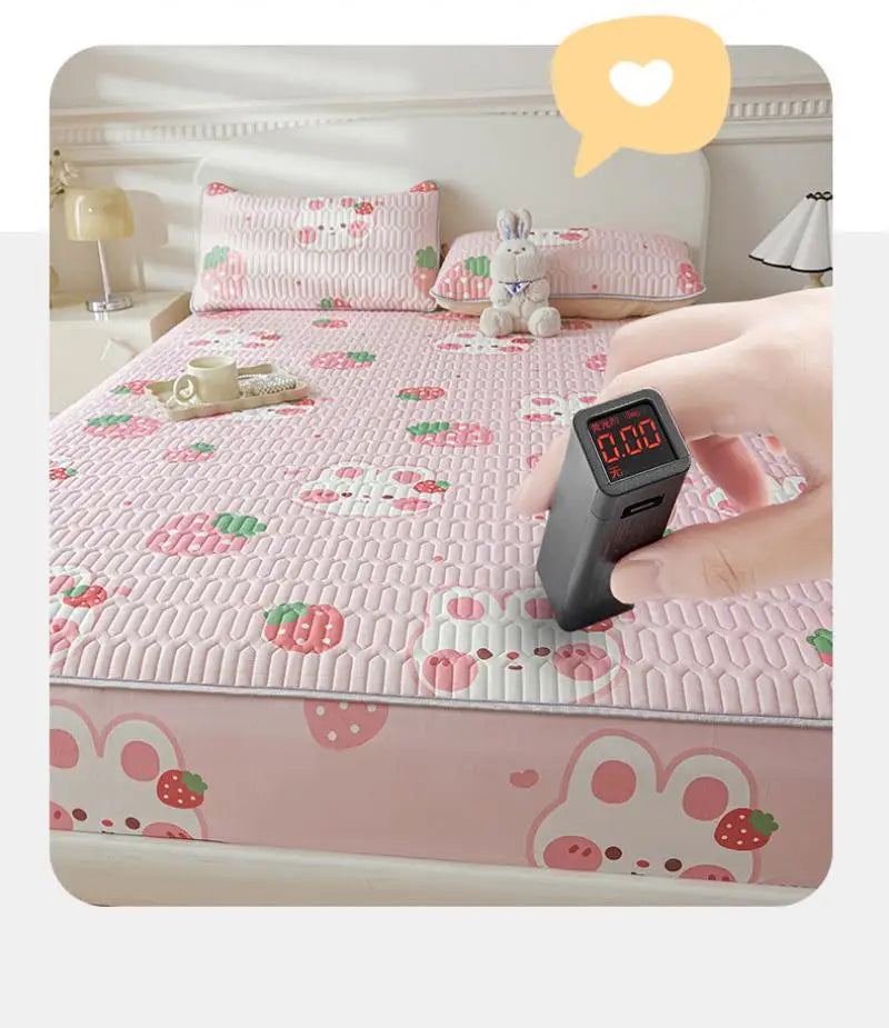 Cartoon Cute Pattern Cooling Fitted Sheet Single Natural latex fabric Soft cushion for Bedding Slow rebound Non-Slip Mattress.