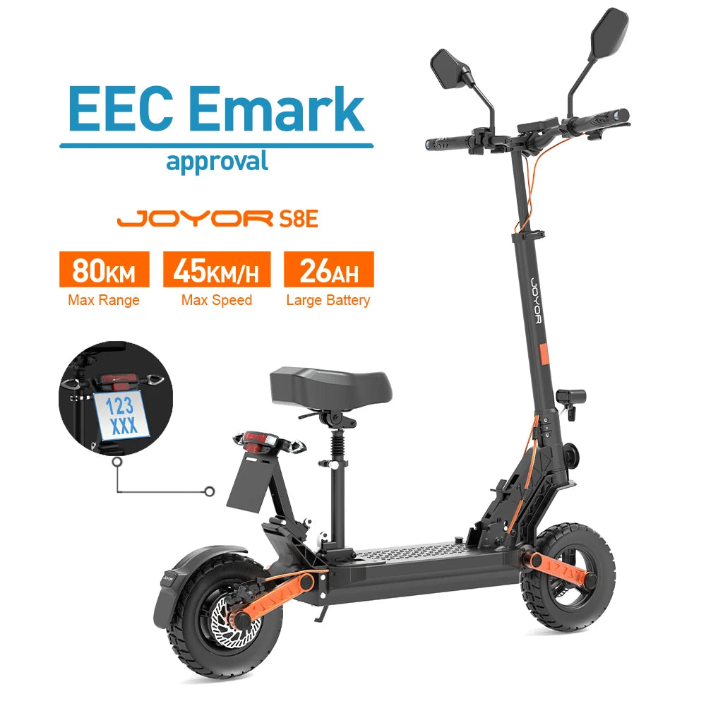 JOYOR S8E Foldable Electric Scooter 800W Adults 10" E-scooter with 48V 26Ah Battery 45km/h.