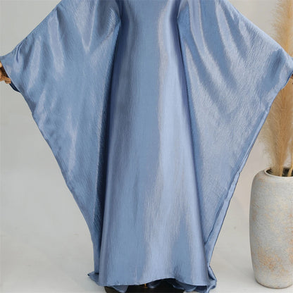 Eid Batwing Satin Shimmer Soft Crepe Abaya Dubai Luxury 2024 Islam Muslim Maxi Kaftan Dress Kebaya Abayas For Women Vestidos