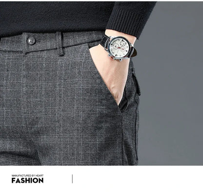 Spring Autumn Korea Plaid Pants Men Fashion Comfortable Elastic Casual Business Trousers Male Formal  Suit Pant.