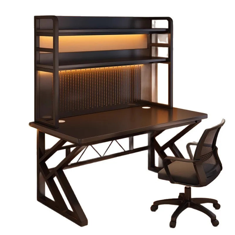 Schreibtisch, Bücherregal, integrierter Schreibtisch mit Lochbrett, Schlafzimmer, E-Sport-Tisch, Desktop-Computertisch