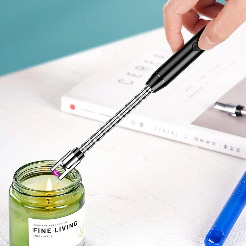 2025 Windproof Kitchen Electric USB Lighter Long Candle BBQ Gas Stove Ignition Camping Rechargeable Arc Flameless Plasma Lighter.