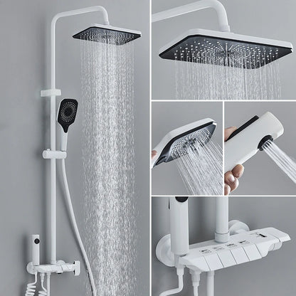 Black Piano Style Shower Set Intelligent Brass Bathroom Faucets Hot Cold Waterfall Tap Rainfall Shower System