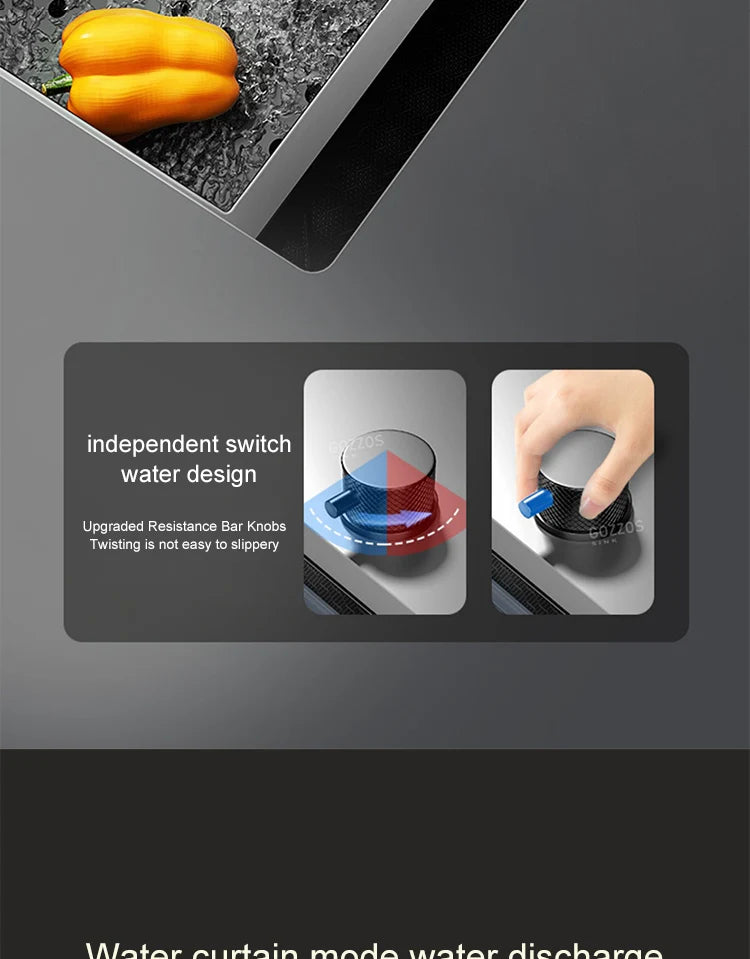 Waterfall Sink Large Single Slot Stainless Steel Kitchen Sink Embossed Washbasin Under The Basin Installation For Kitchen