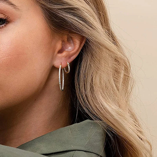 Hoop Earrings for Women Fashion Trend Micro-inlaid Zircon Small & Big Pierced Cartilage Ear Hoops Punk Jewelry Accessories E398.