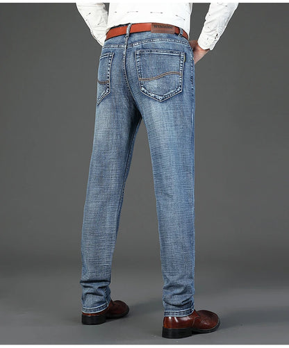 Male  All-match Brand Trousers Four Season Men's High Quality Jeans  Business Casual High Waist Denim Pants Simplicity Cool