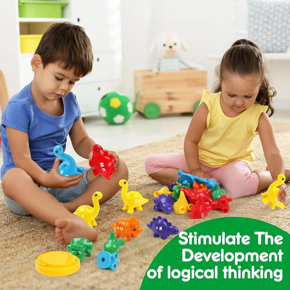 Matching Letters Dinosaur Toy Double-Sided ABC Letters Montessori Preschool Educational Fine Motor Toy Gift.
