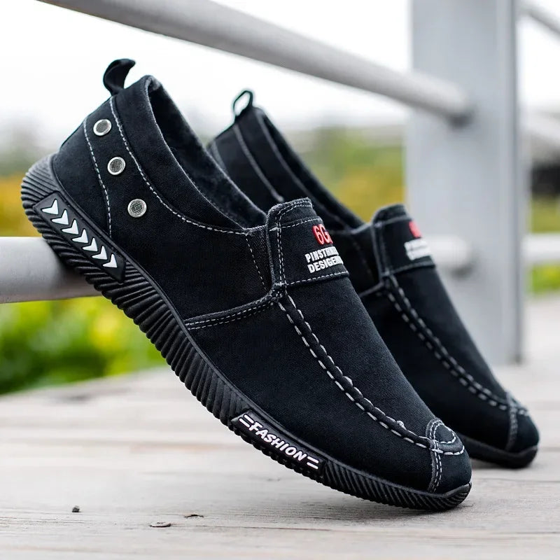 Denim Men's Canvas Shoes Slip on Sneakers Male for Summer 2025 New Outdoor Driving Moccasin Trendy Vintage Loafers Shoes for Men