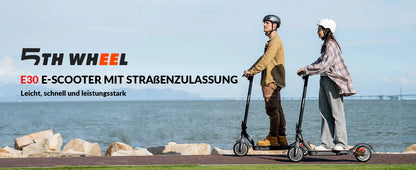 5TH WHEEL E30 ABE Adult Electric Scooter 350W Motor 36V 7.5AH Battery City Electric Scooter 8.5" Solid Tires Foldable E-Scooter.