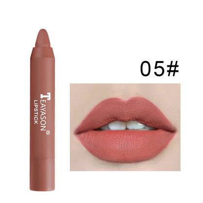 TEAYASON Nude Velvet Matte Lipstick Long Lasting Moisturizing Lip Crayon High Pigment Rotate Lipsticks Pen Woman Cosmetics.