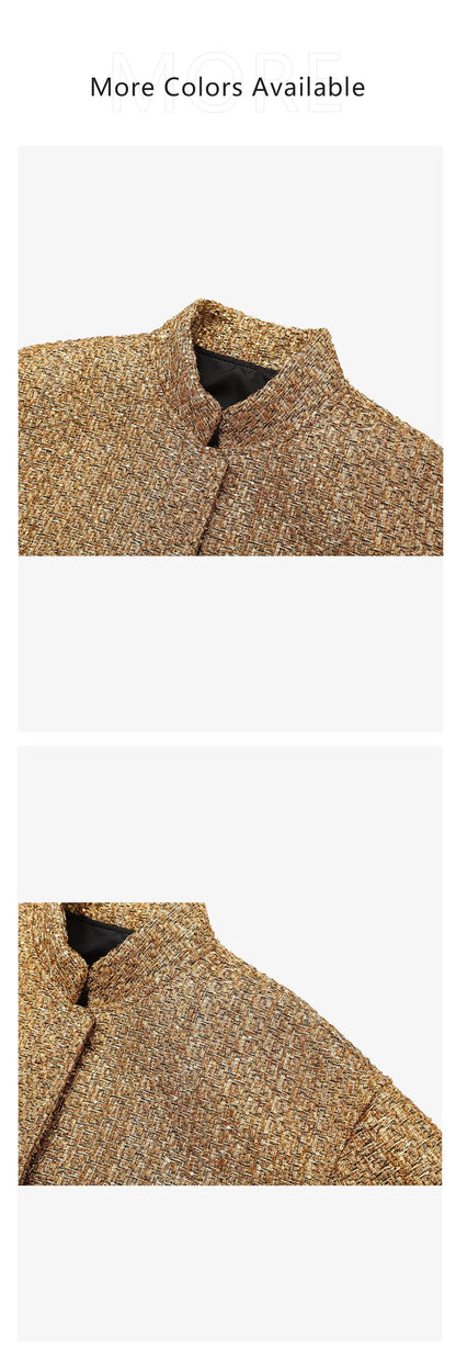 2023 Autumn/Winter New Product Women's New Fashion and Casual Versatile Stand up Collar Long Sleeve Beaded Jacket Coat.