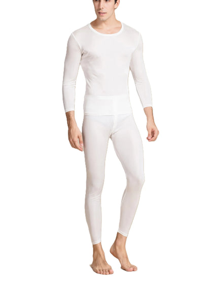 Lange Unterwäsche aus Seide für Herren, lange Unterhosen aus Maulbeerseide, Ober- und Unterteil, Thermounterwäsche-Set/Grundlagen