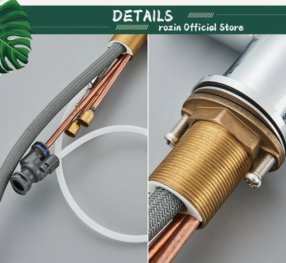 Rozin Water Purifier Kitchen Faucet Black Pull Out Flexible Filter Kitchen Faucets Crane Brass 2 in 1 Hot Cold Water Mixer Tap