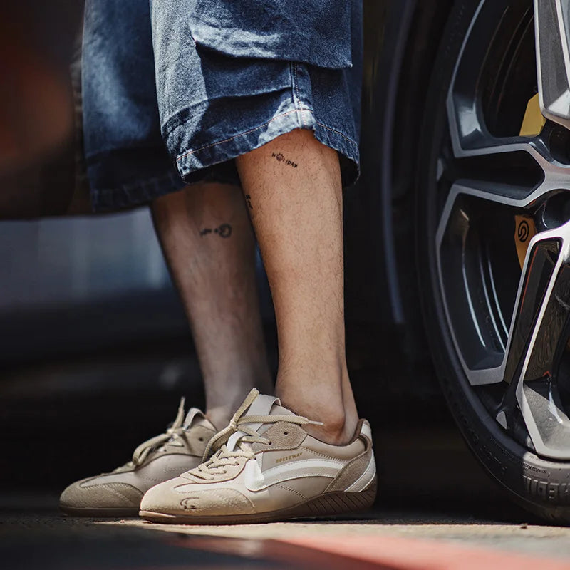 Maden Unisex Summer Vintage Patchwork Racing Shoes Breathable German Trainers Sneakers Thin Sole Casual Lace-Up Sporty Shoes.