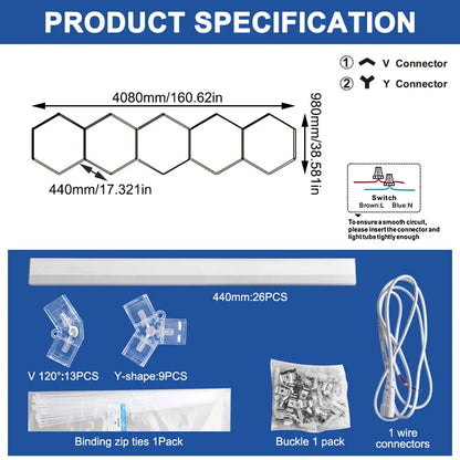 High brightness honeycomb hexagonal garage LED light 6500K suitable for garages, 4S workshops, car beauty shops, gyms.
