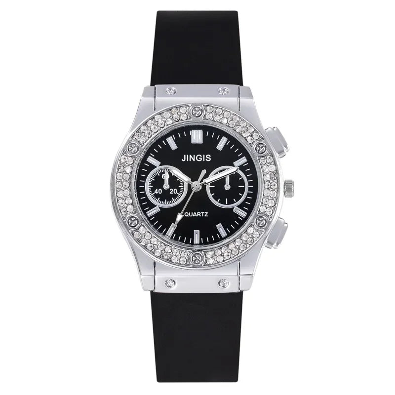 Fashion Women Watches Luxurious Brand Casual Diamond Female Rubber Quartz Wristwatches Simple Sport Clock Relogio Feminino.