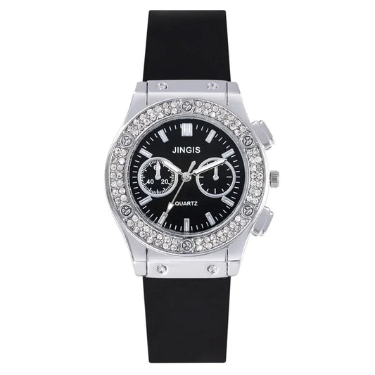 Fashion Women Watches Luxurious Brand Casual Diamond Female Rubber Quartz Wristwatches Simple Sport Clock Relogio Feminino.