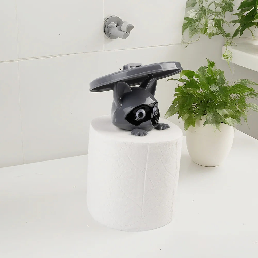 Lustiger Waschbär-Toilettenpapierhalter, Badezimmer-Organizer, niedlicher Waschbär-Rollen-Aufbewahrungshalter für Badezimmer, Toilettenpapierhalter
